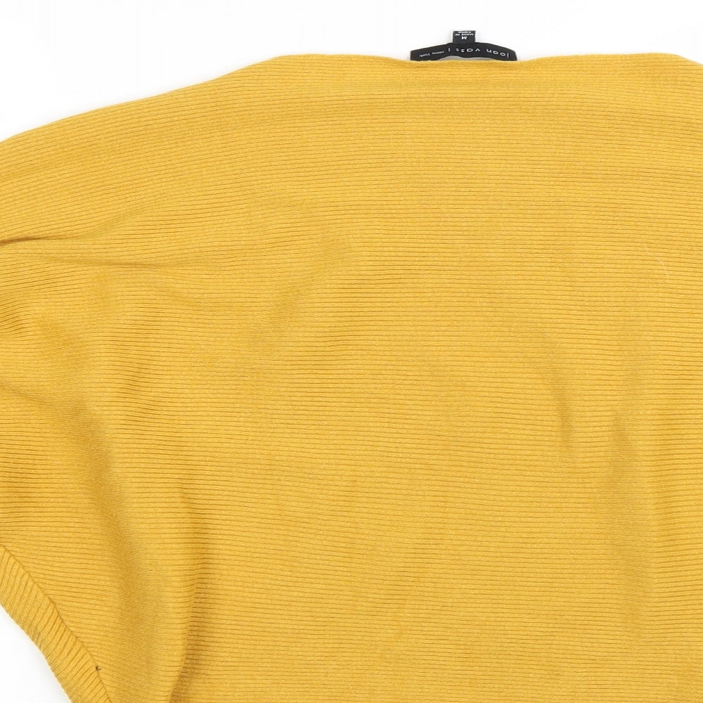 Joan Vass Womens Yellow Pullover Jumper Size M