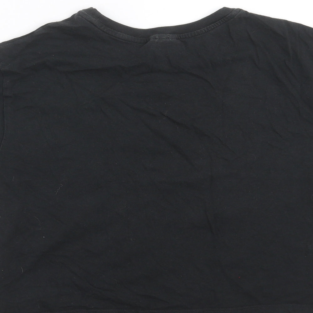 Topshop Womens Black Floral Basic T-Shirt Size 8 - Floral embroidery