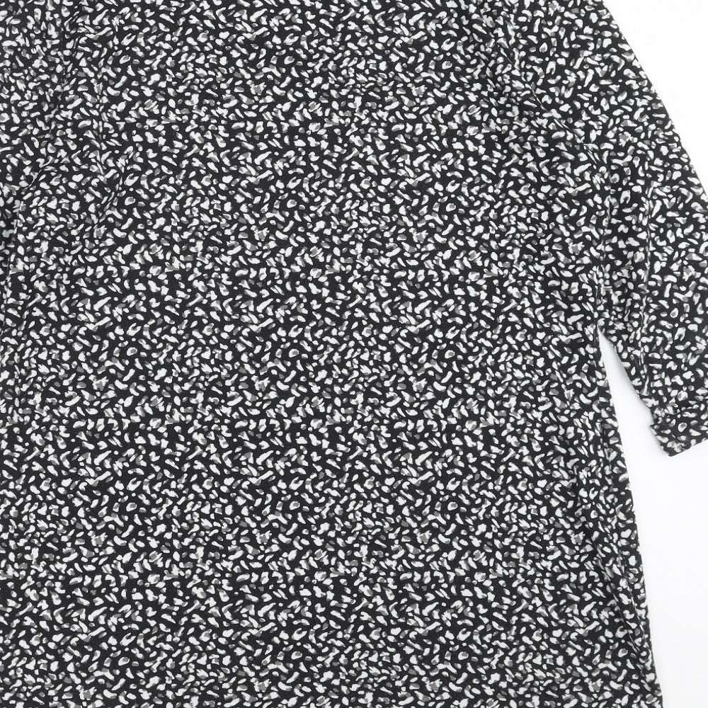 Marks & Spencer Womens Black Geometric Knit Pullover Jumper Size 16