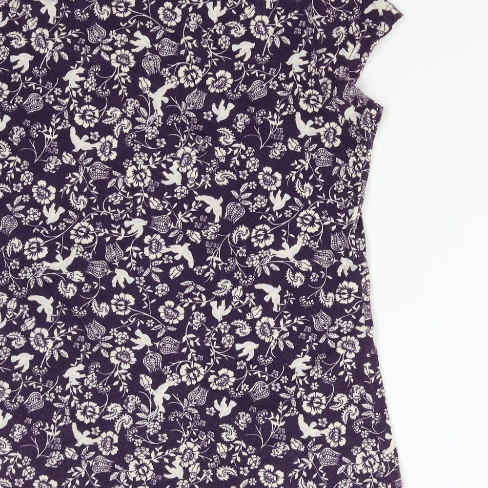 Dorothy Perkins Womens Purple Floral Basic T-Shirt Size XS