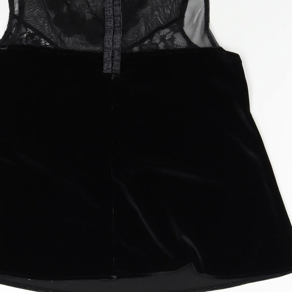 NEXT Womens Black Velvet Basic Blouse Size 10