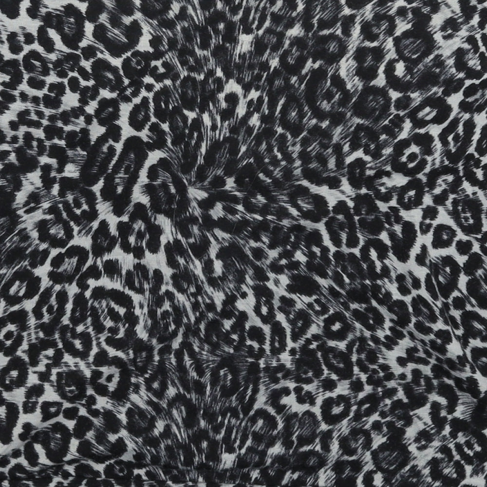 New Look Womens Grey Animal Print Basic Button-Up Size 12