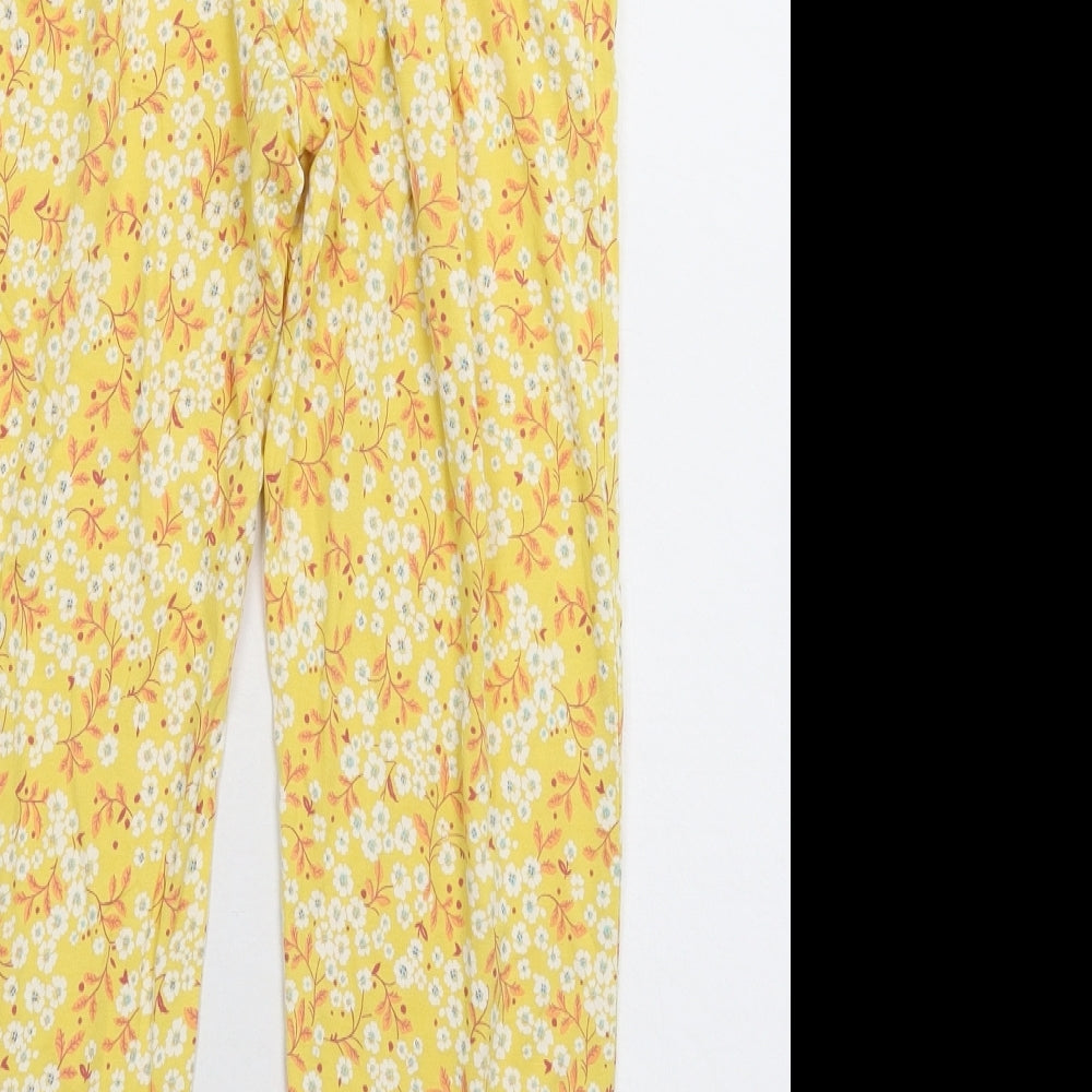 NEXT Girls Yellow Floral Sweatpants Trousers Size 9 Months
