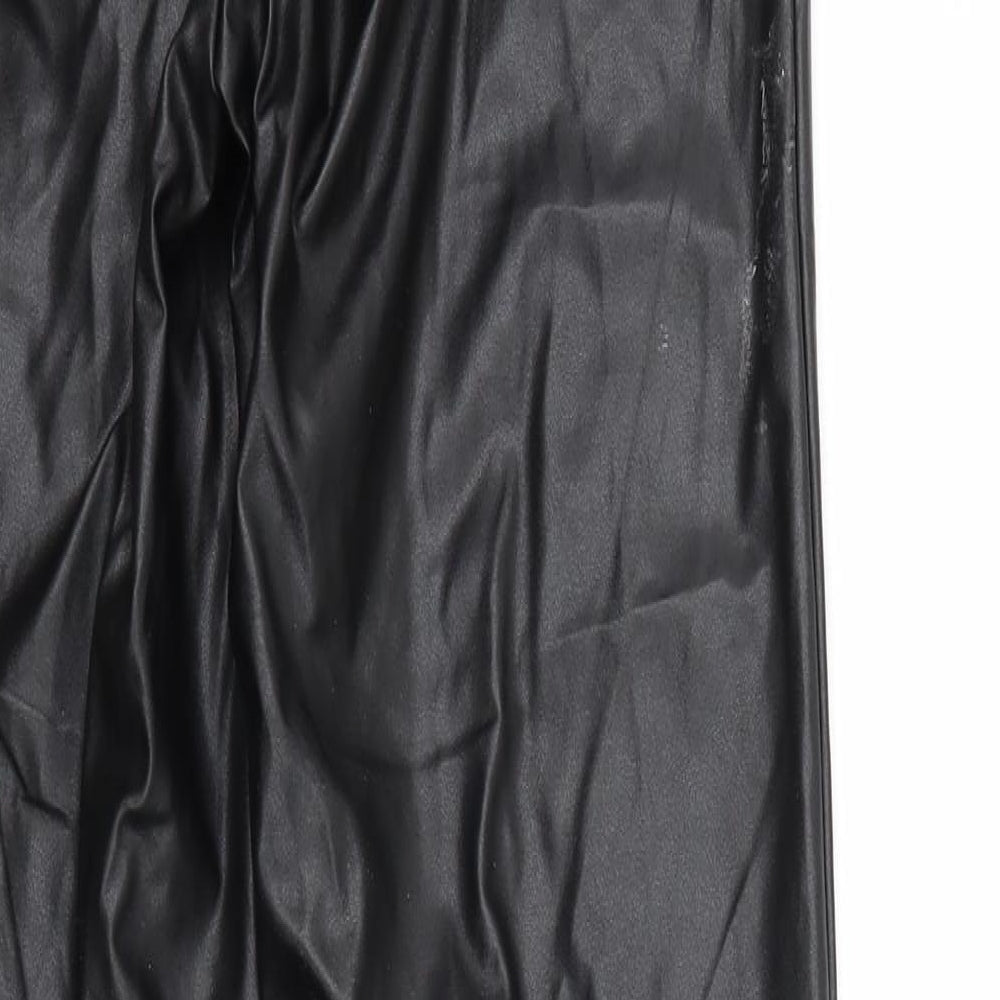 PRETTYLITTLETHING Womens Black Trousers Size 4 L32 in