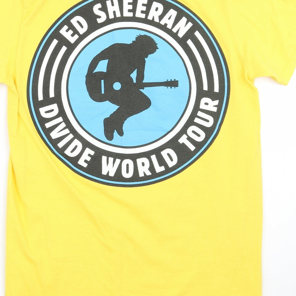Gildan Womens Yellow Basic T-Shirt Size S - Ed Sheeran Divide World Tour
