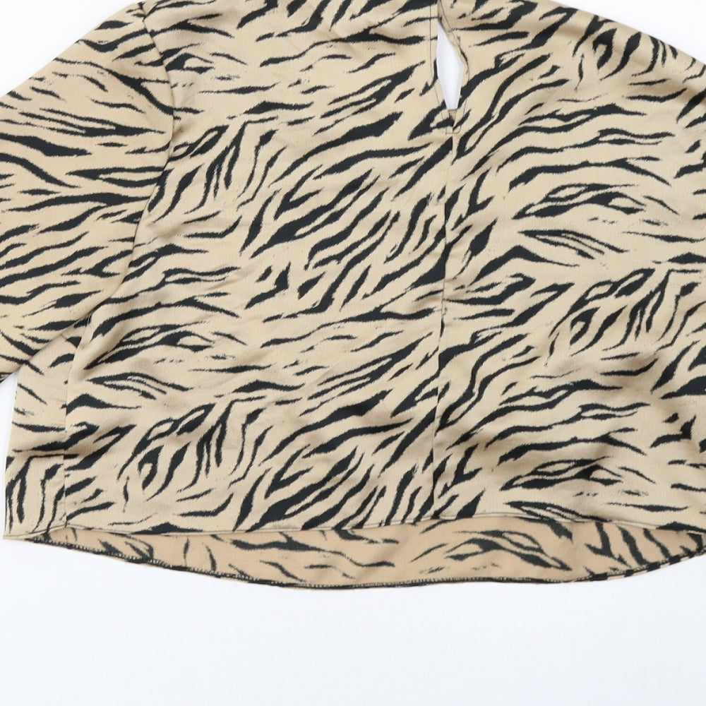 Primark Womens Brown Animal Print Basic Blouse Size 10