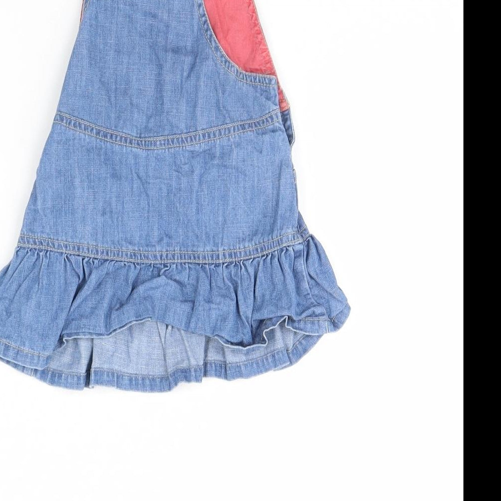 Mini Club Girls Blue Denim Pinafore/Dungaree Dress Size 3-6 Months