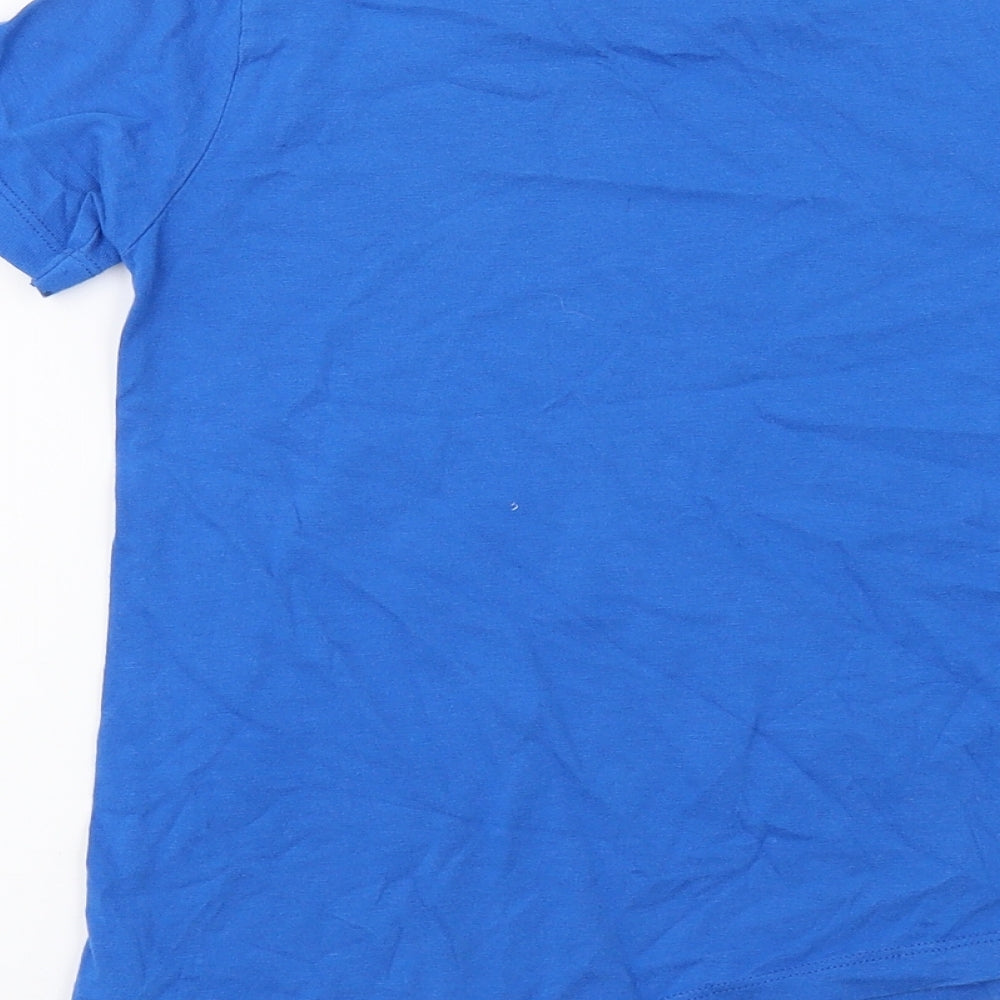 Benetton Girls Blue Geometric Basic Polo Size 6-7 Years - Asymetric