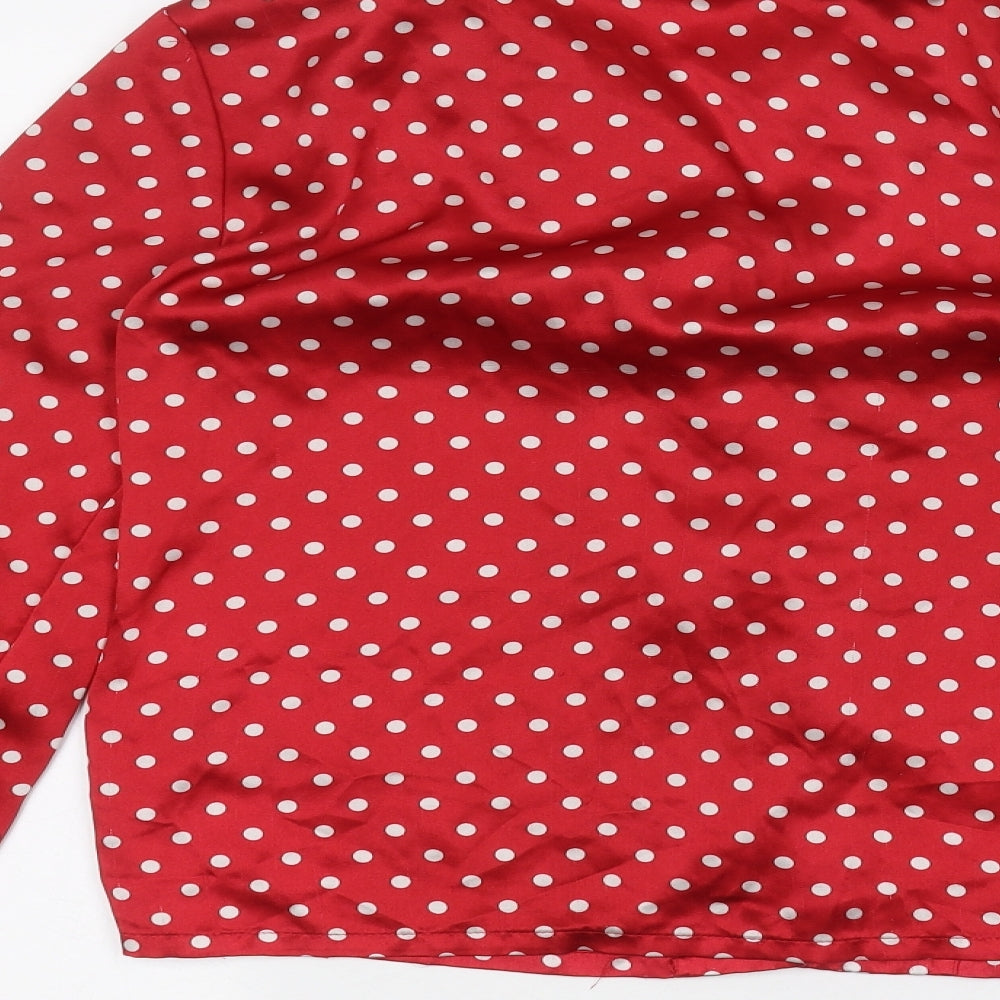 La Senza Womens Red Polka Dot Basic Button-Up Size S