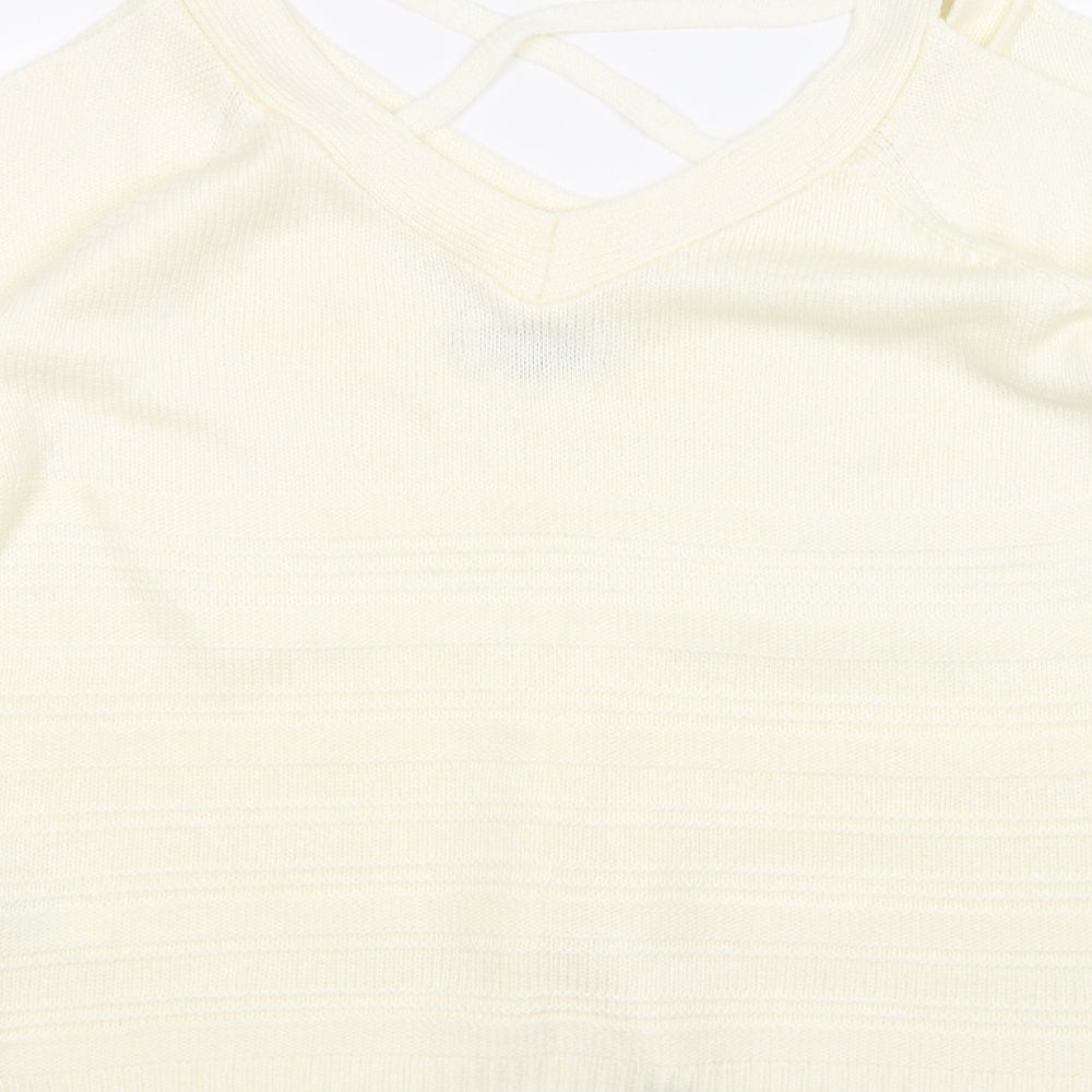 F&F Womens White Pullover Jumper Size 14