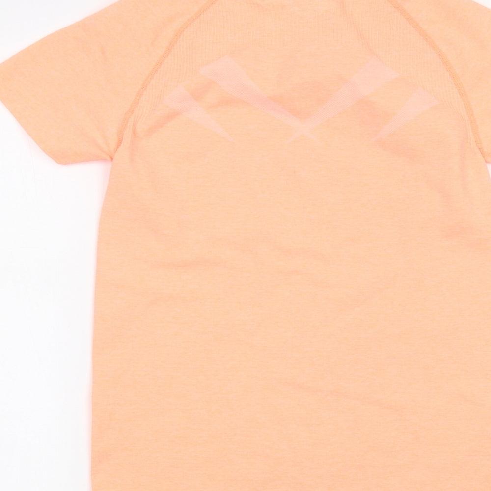 workout Womens Orange Basic T-Shirt Size 6
