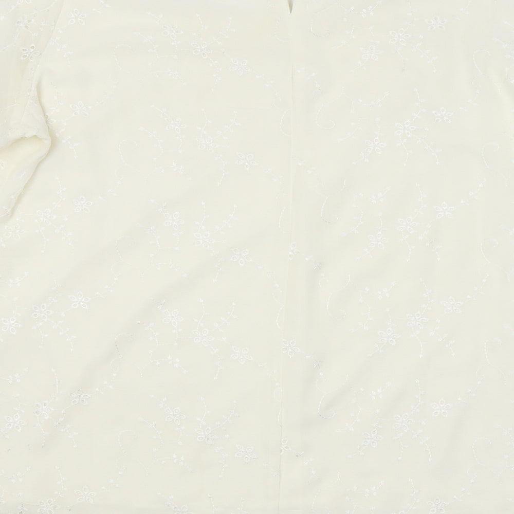 Wardrobe Womens White Floral Basic Blouse Size 12