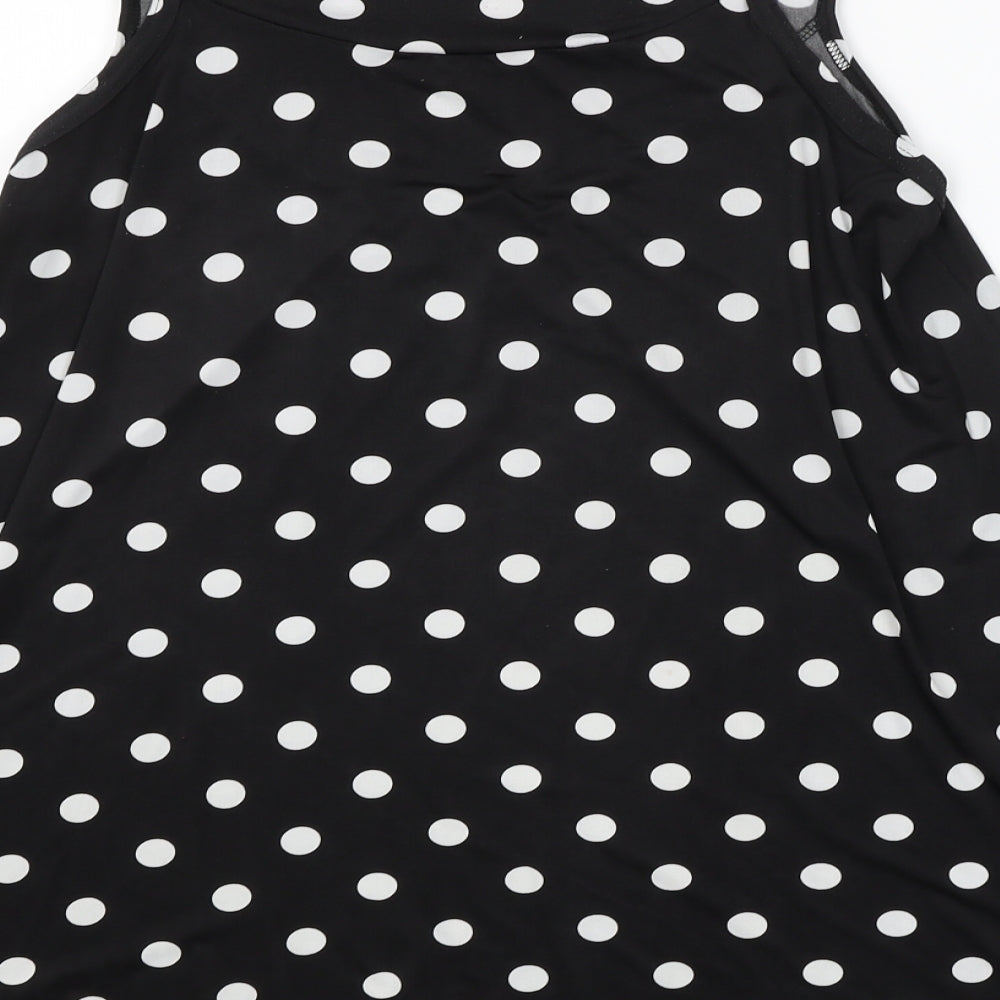 Preworn Womens Black Polka Dot Basic Tank Size 12