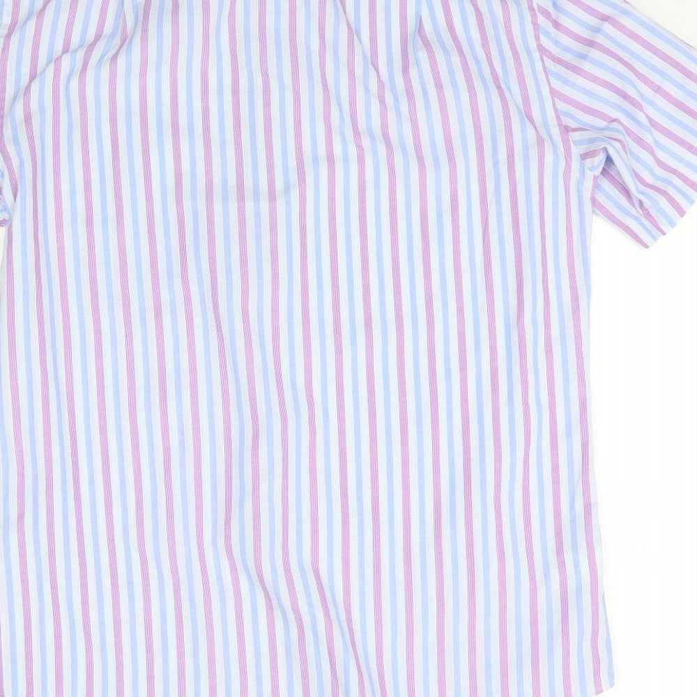 Marks & Spencer Mens Purple Striped Button-Up Size 14.5
