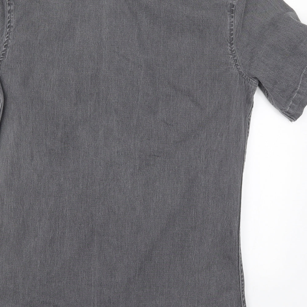 Topman Mens Grey Denim Button-Up Size S