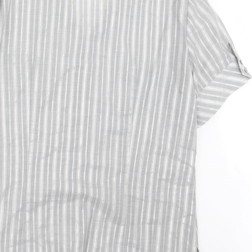 Gerry Weber Womens Grey Striped Basic Button-Up Size 14