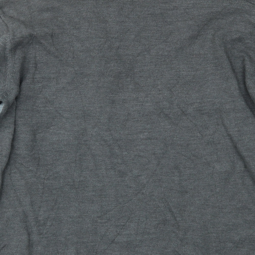 ALEXARA Womens Grey Striped Basic Blouse Size M
