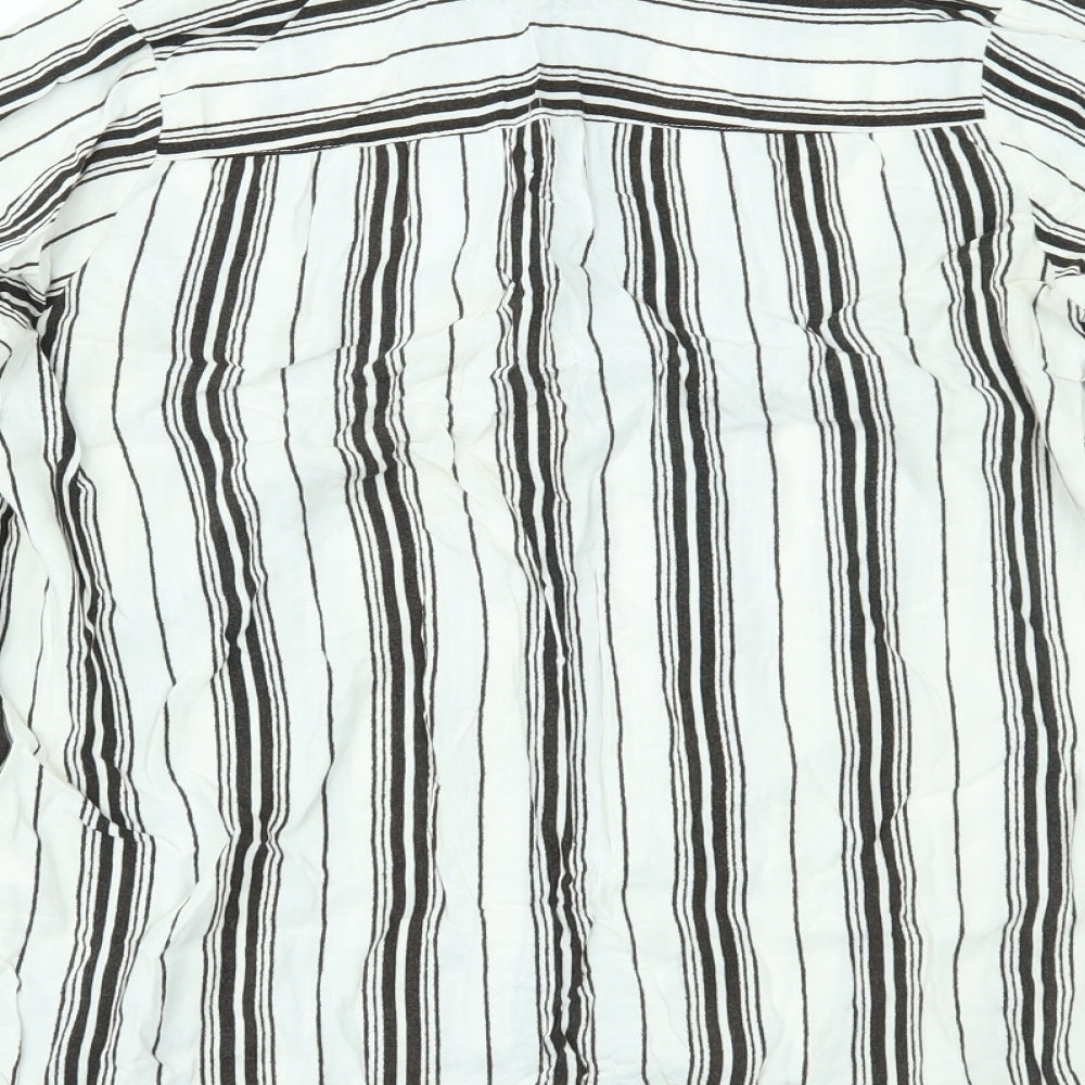 H&M Womens White Striped Basic Button-Up Size 8