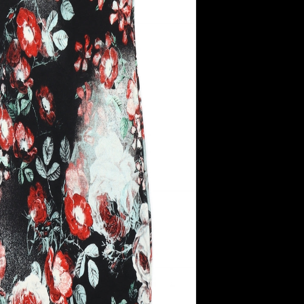 Glamorous Womens Black Floral Bodycon Size 8