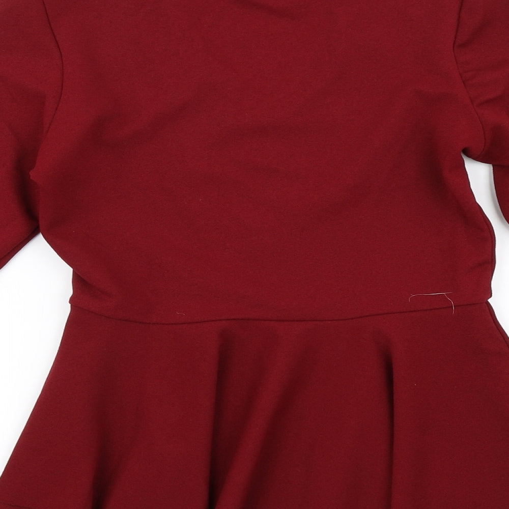 Look of the Day Womens Red Basic Blouse Size 10 - Bell sleeve