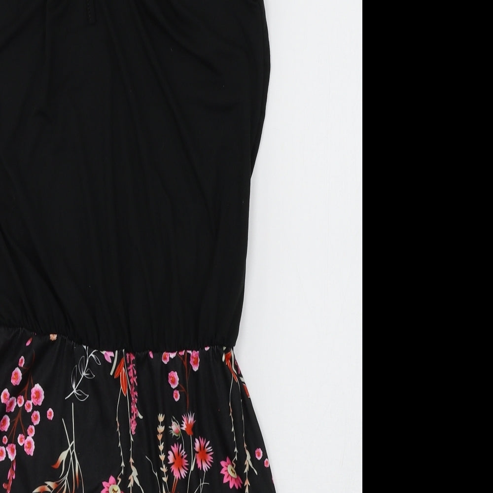 Preworn Womens Black Floral Jersey Mini Size S