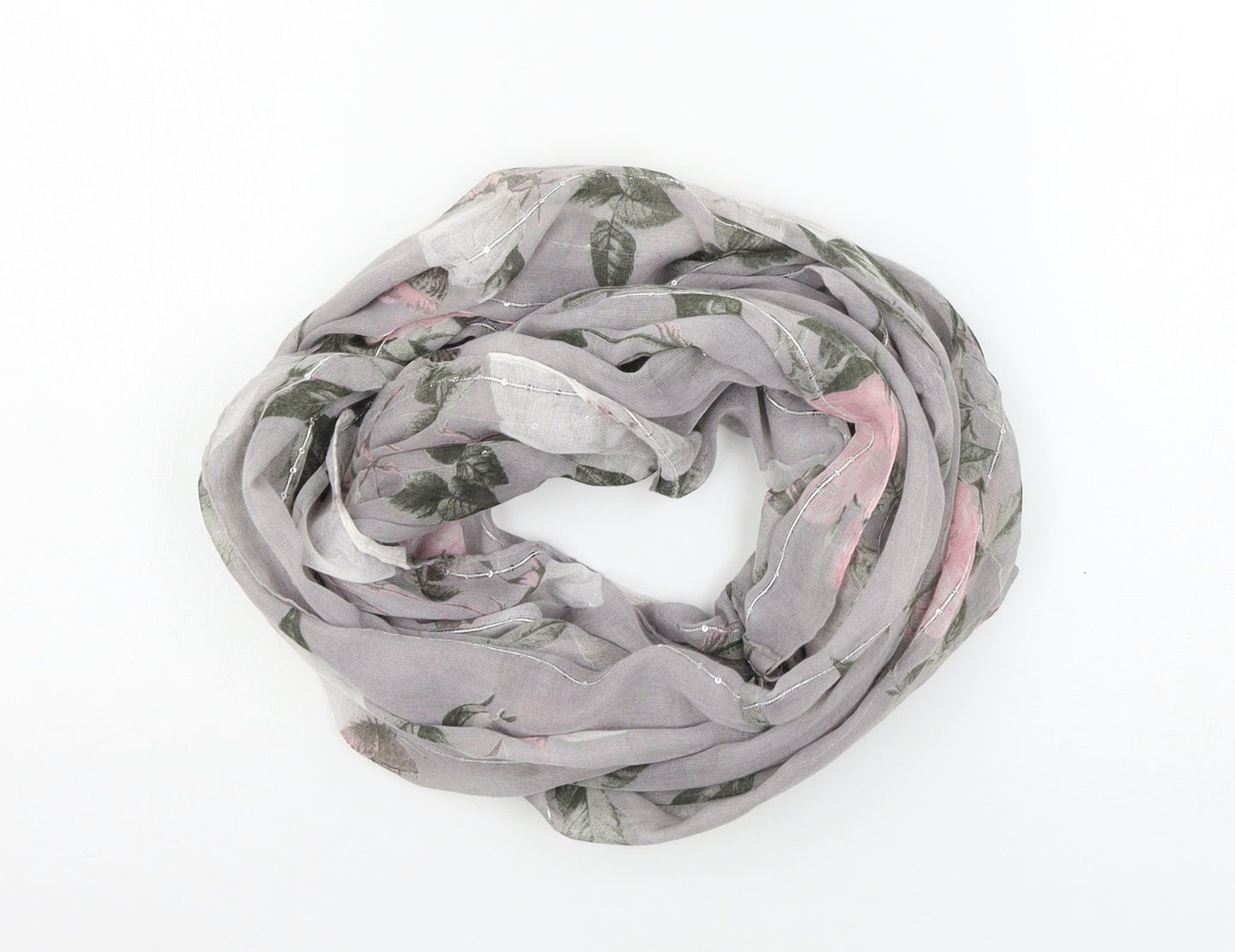 Preworn Womens Grey Floral Scarf
