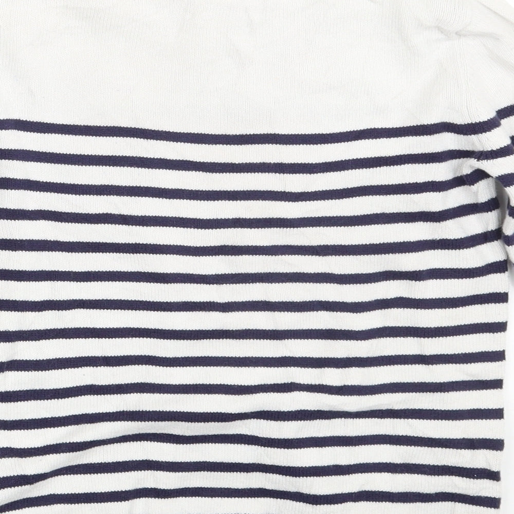 H&M Girls White Striped Pullover Jumper Size 10-11 Years