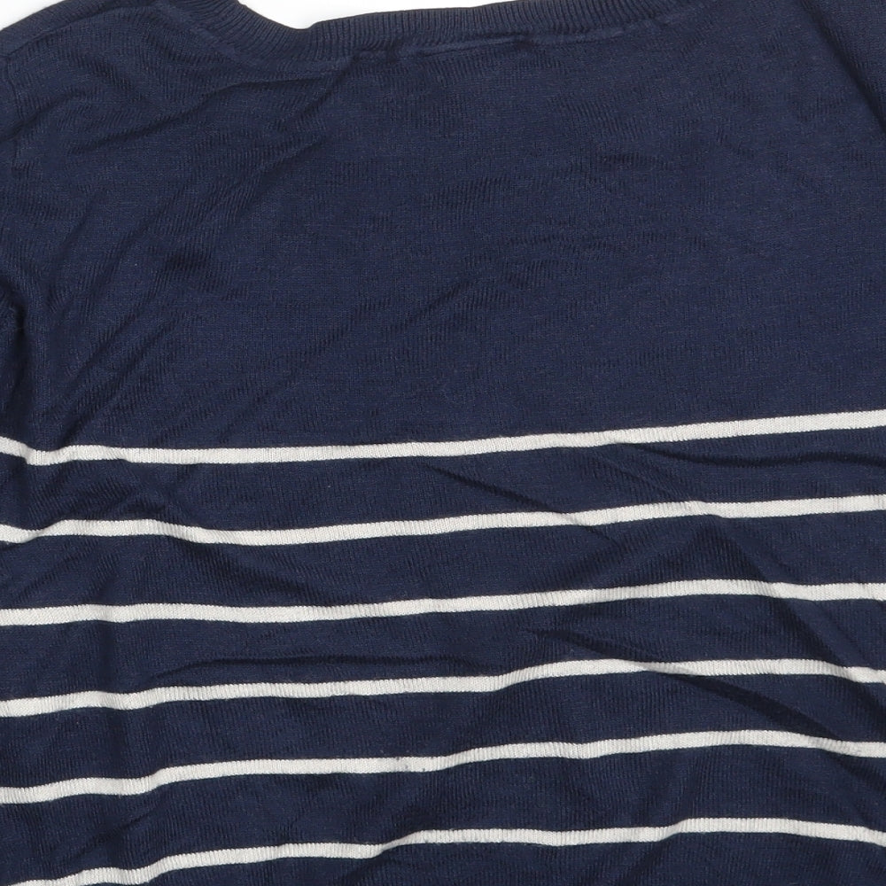 H&M Womens Blue Striped Pullover Sweatshirt Size M