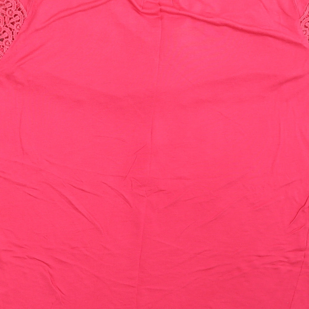 BEYOU Womens Pink Basic T-Shirt Size 16