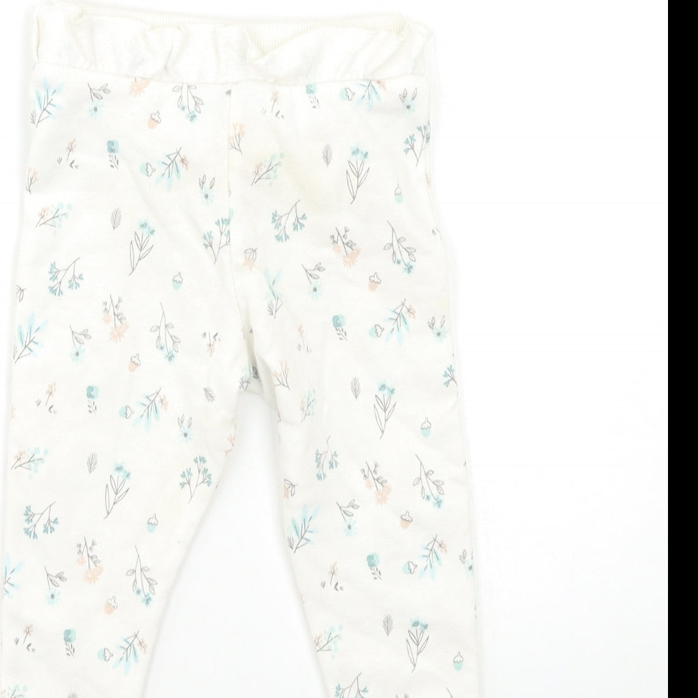 Primark Baby White Floral Jogger Trousers Size 9-12 Months