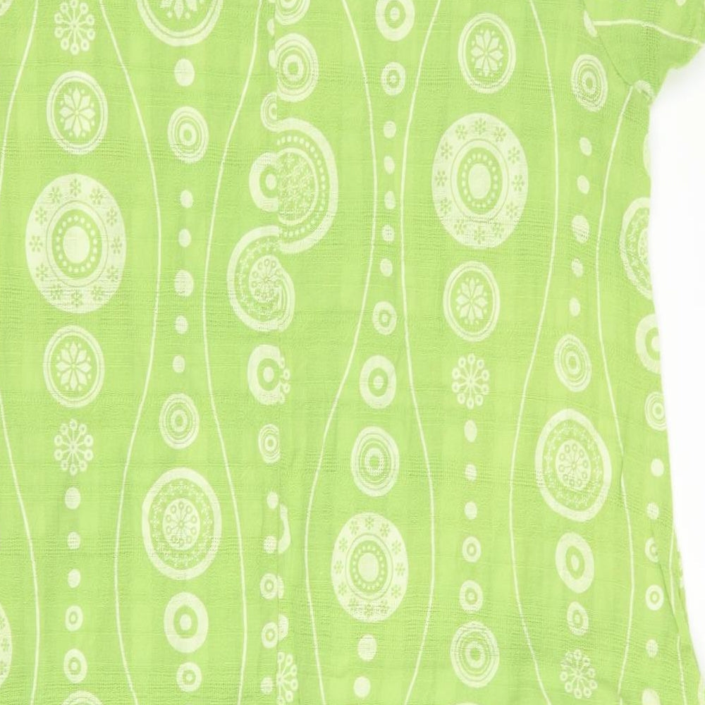 Preworn Womens Green Geometric Fit & Flare Size 8