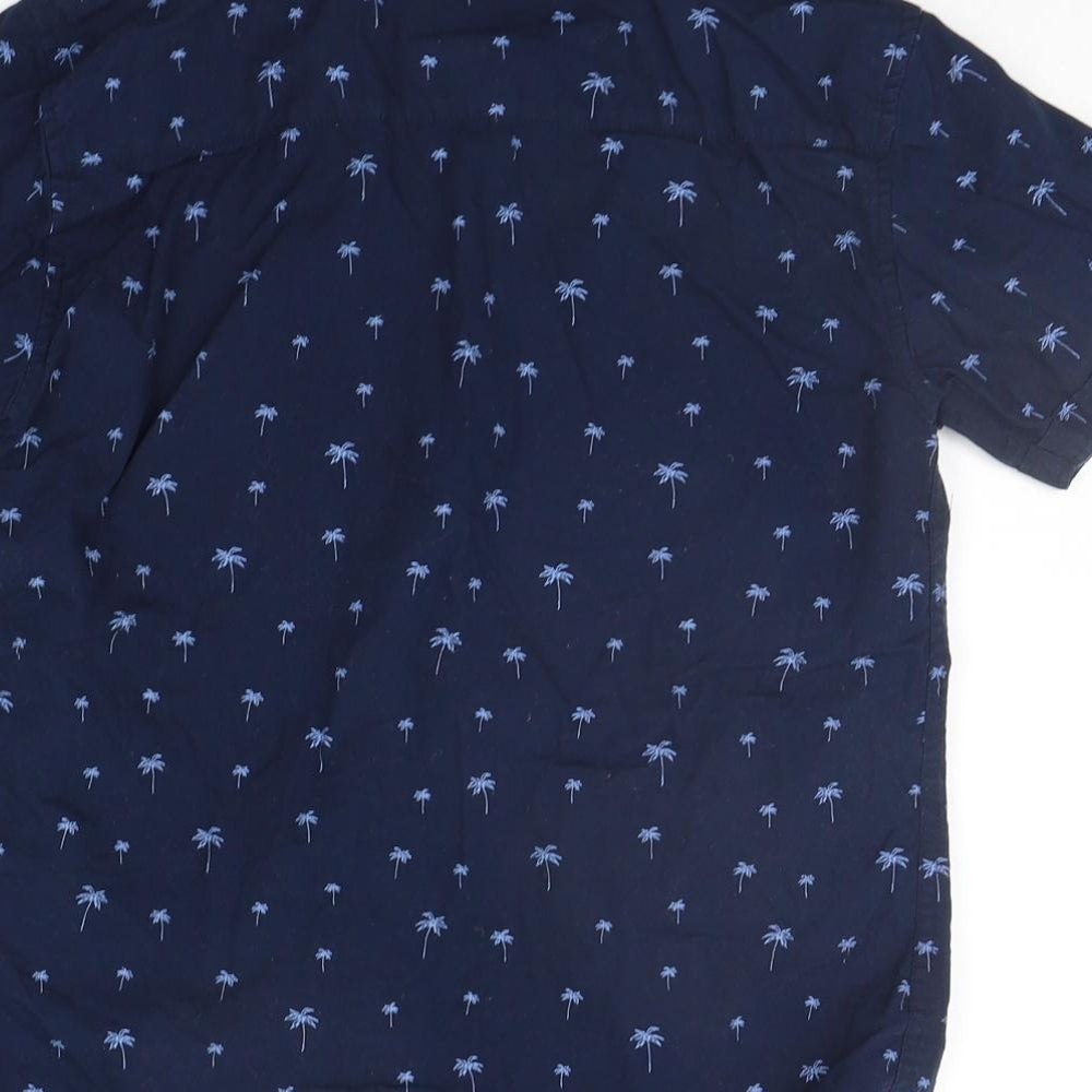THREADABLE Girls Blue Geometric Basic Button-Up Size 11-12 Years