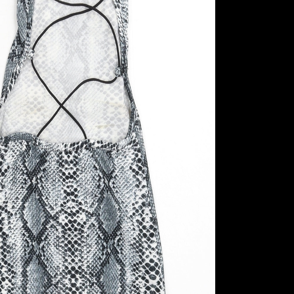 Preworn Womens Grey Animal Print Mini Size S
