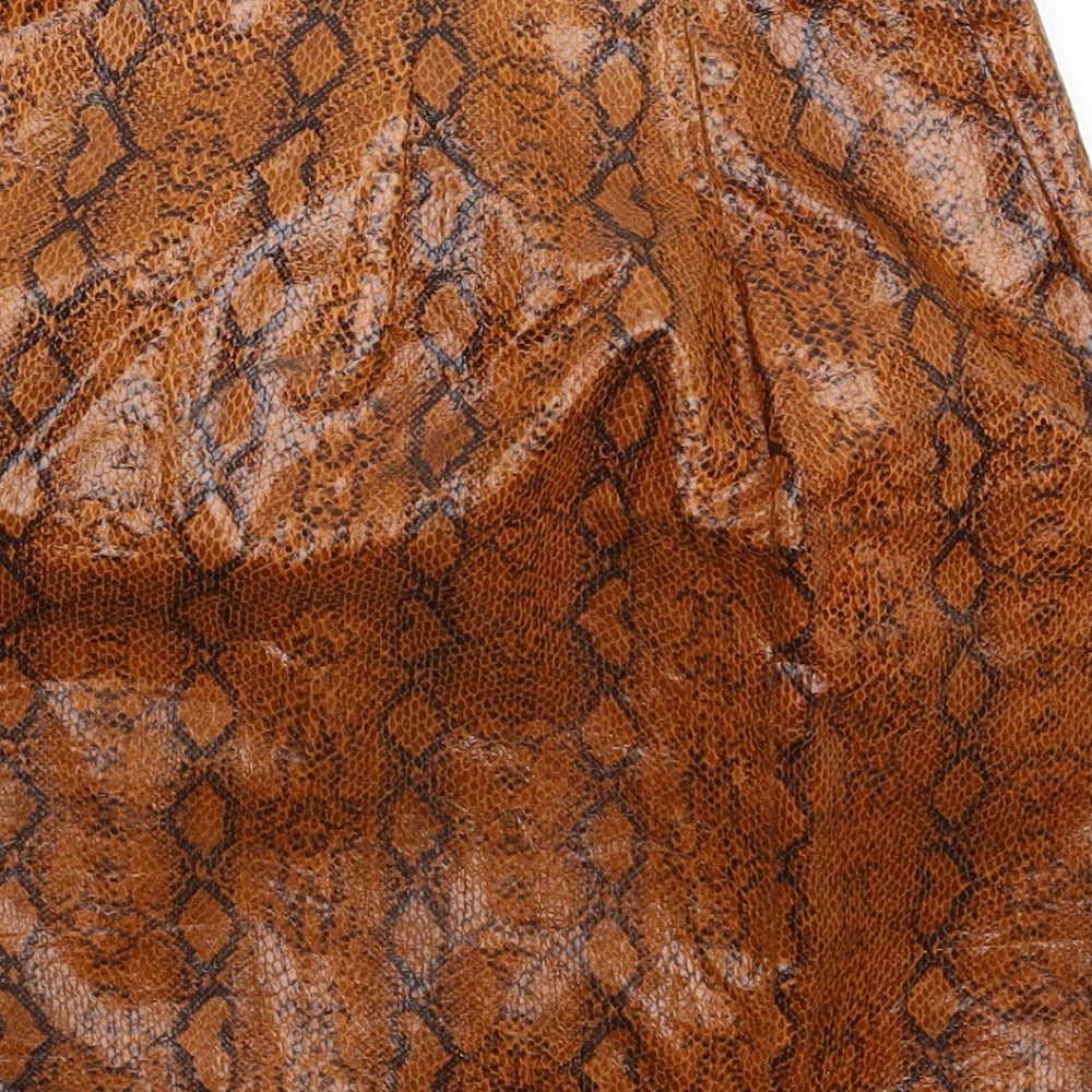Naanaa Womens Brown Animal Print Mini Skirt Size 8
