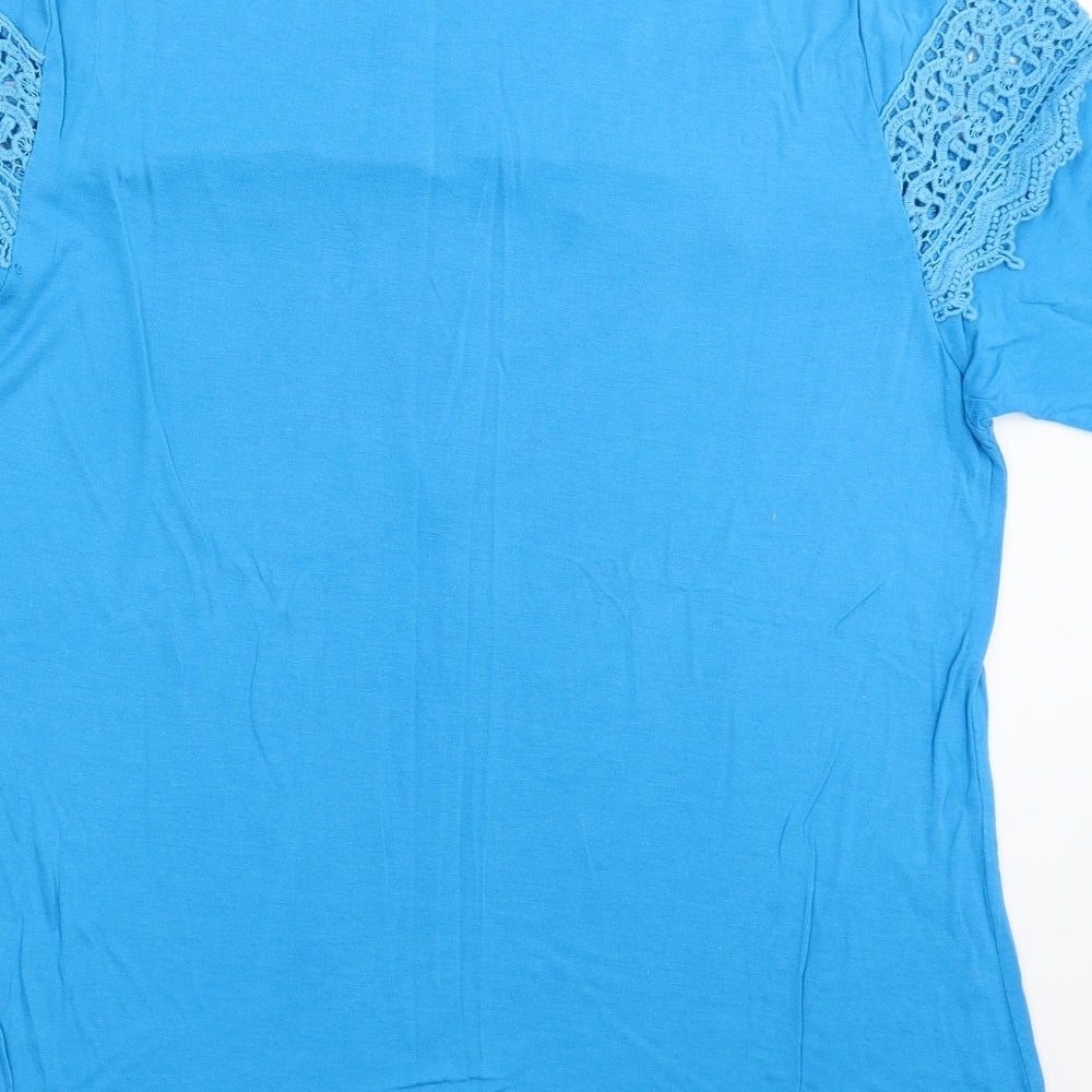 Be You Womens Blue Basic T-Shirt Size 18