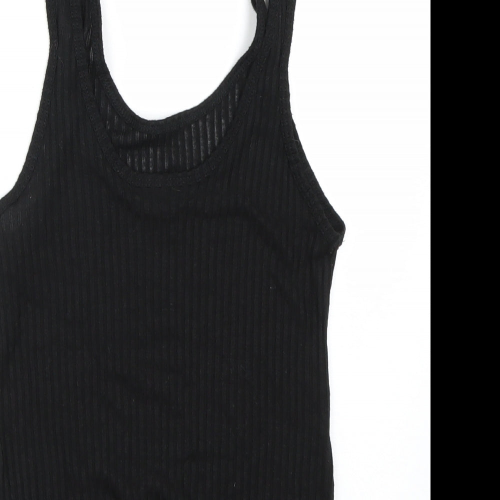 Topshop Womens Black Striped Basic Tank Size 10