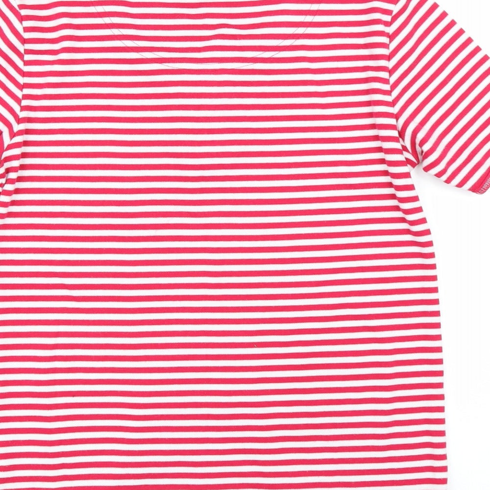 patamour Womens Red Striped Basic T-Shirt Size S
