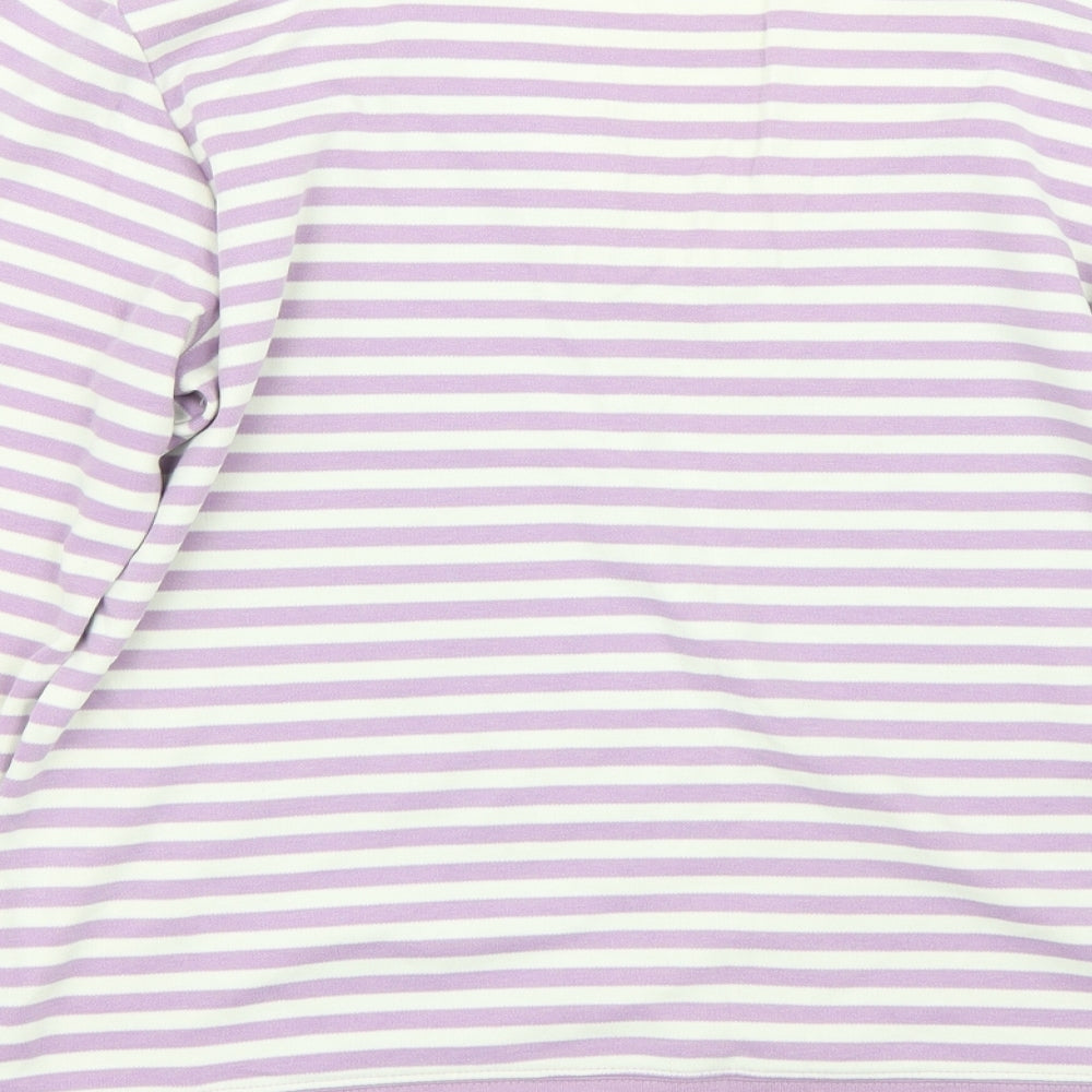 BM Womens Purple Striped Basic T-Shirt Size M