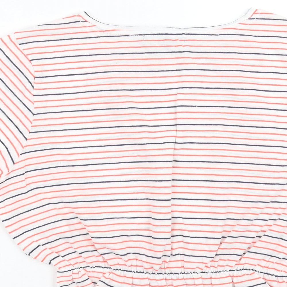 Primark Womens White Striped Cropped T-Shirt Size S