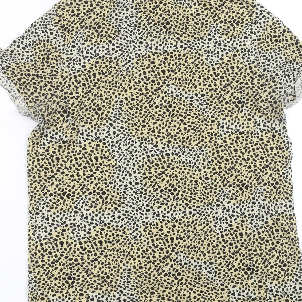 River Island Womens Beige Animal Print Basic T-Shirt Size 8