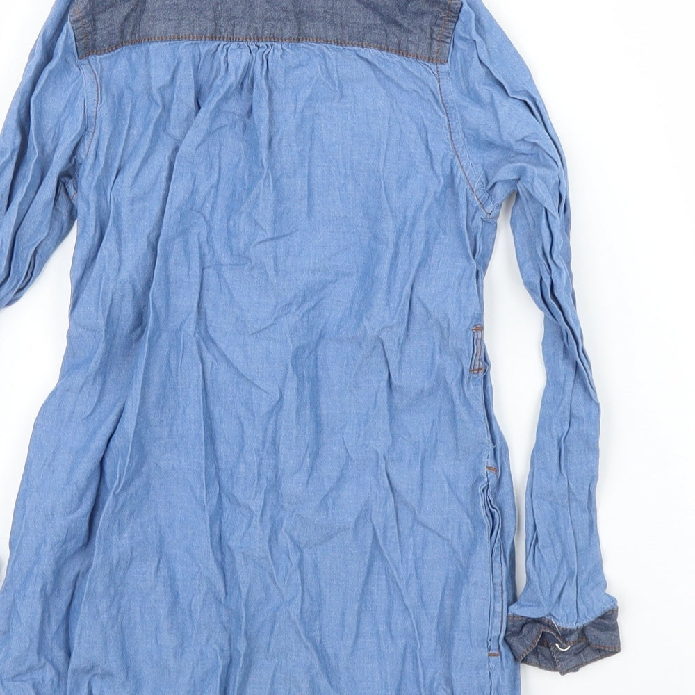 H&M Girls Blue Denim Tunic Blouse Size 5 Years