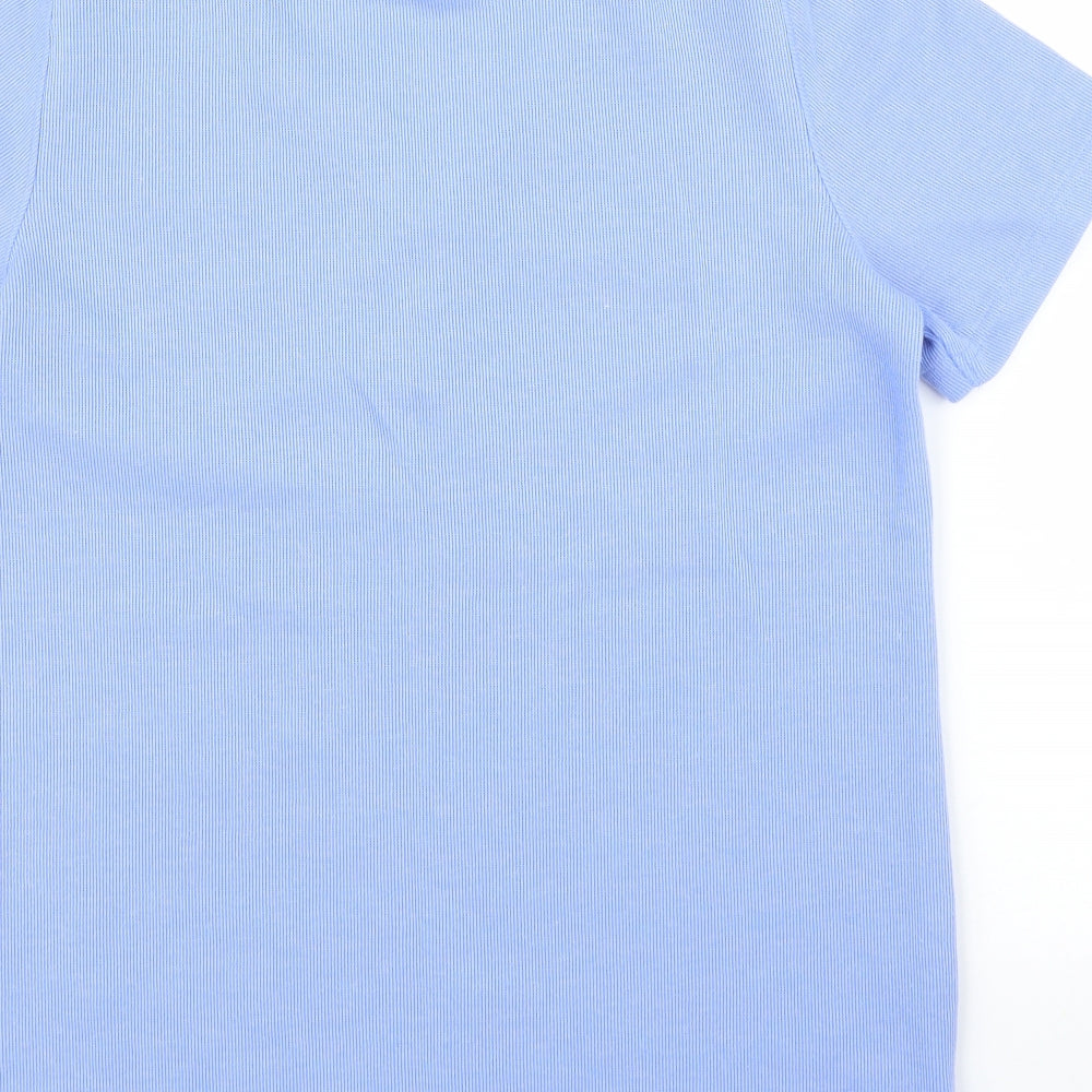 BM Womens Blue Floral Basic T-Shirt Size XS
