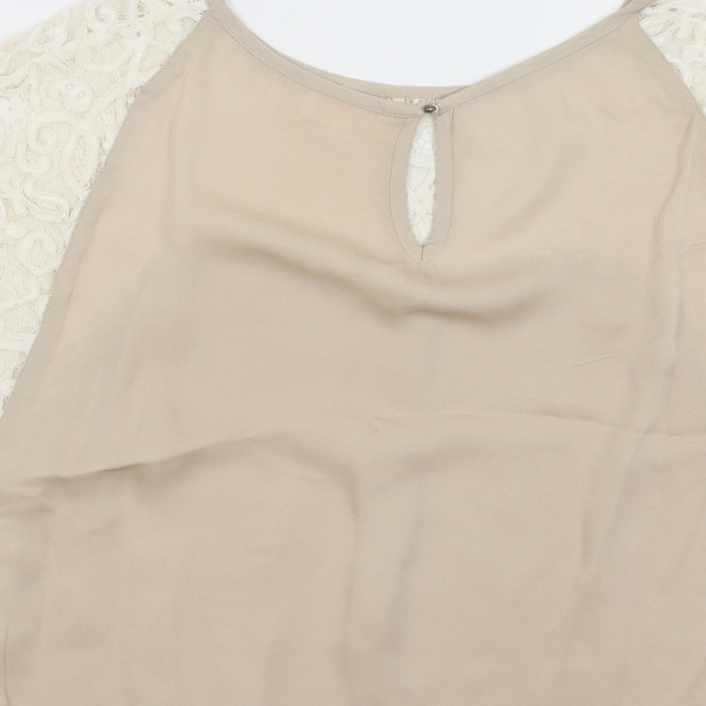 Kirei Womens Beige Basic T-Shirt Size M