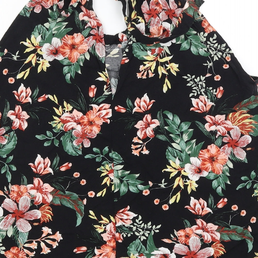 Primark Womens Black Floral Basic Tank Size 8