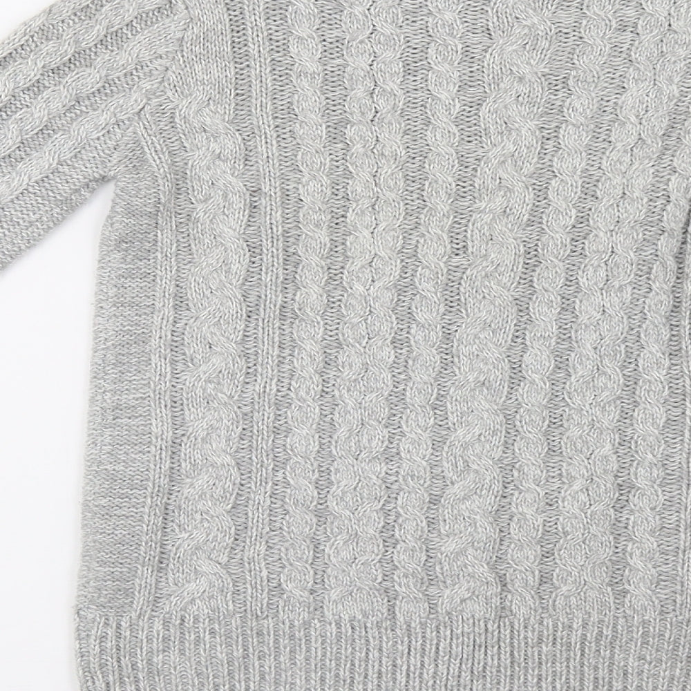 Primark Womens Grey Geometric Knit Pullover Sweatshirt Size 6