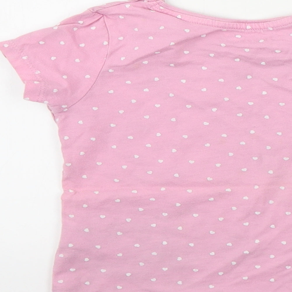 Primark Girls Pink Polka Dot Basic T-Shirt Size 5-6 Years