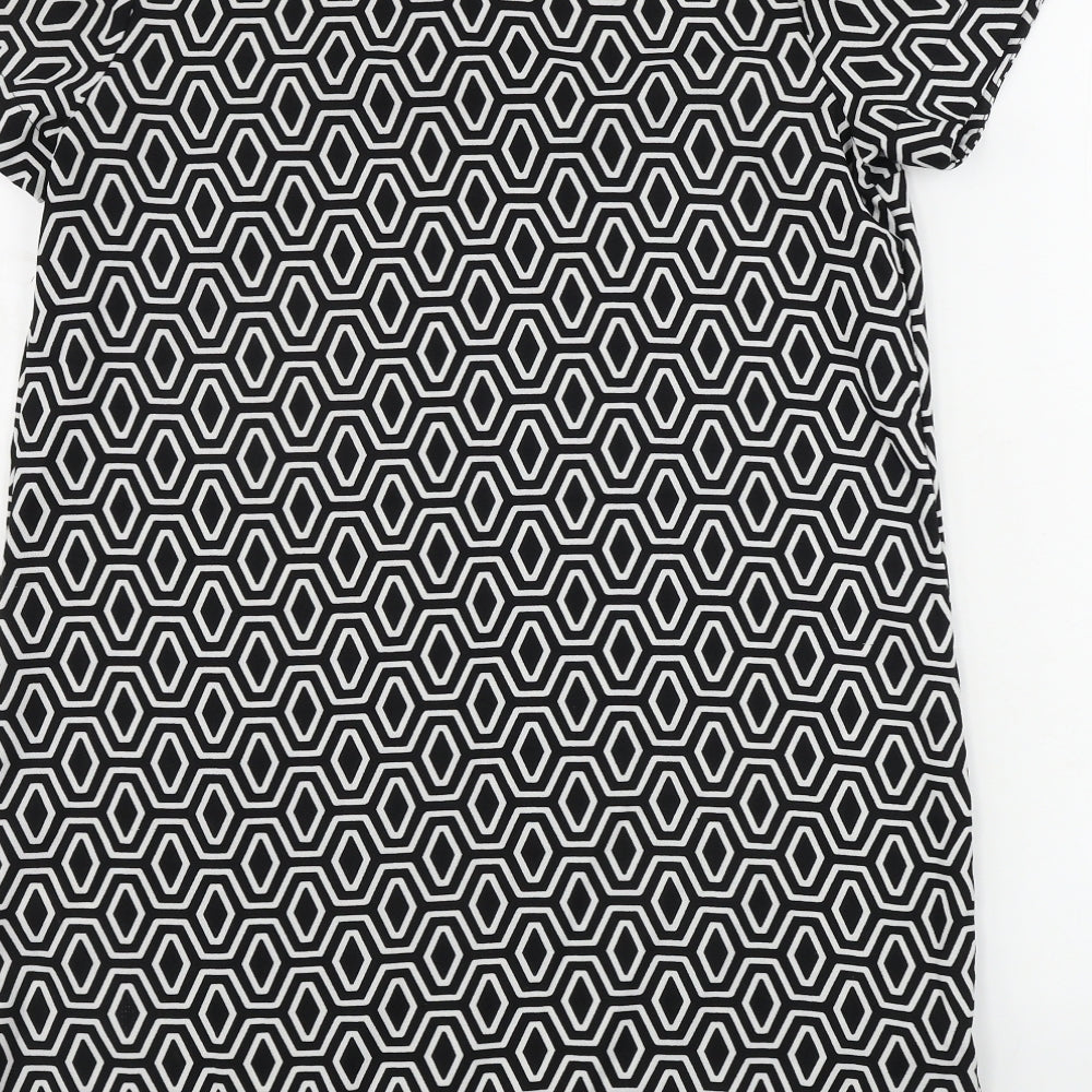 Peacocks Womens White Geometric A-Line Size 12