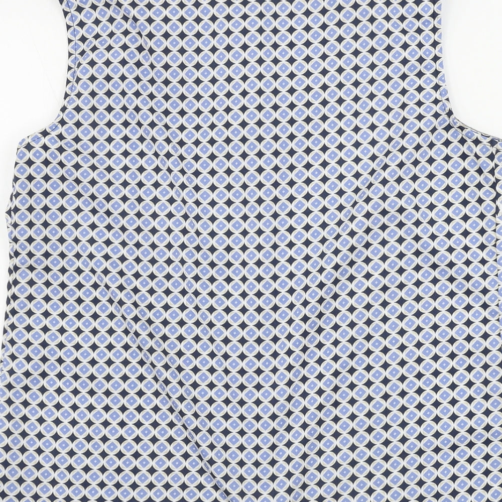 HELENE FICHER Womens Blue Geometric Basic Button-Up Size 8