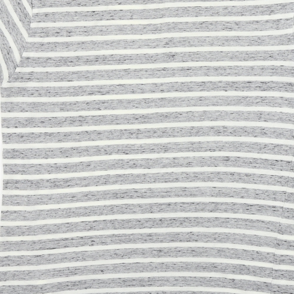 greenwood state Womens Grey Striped Basic T-Shirt Size XS