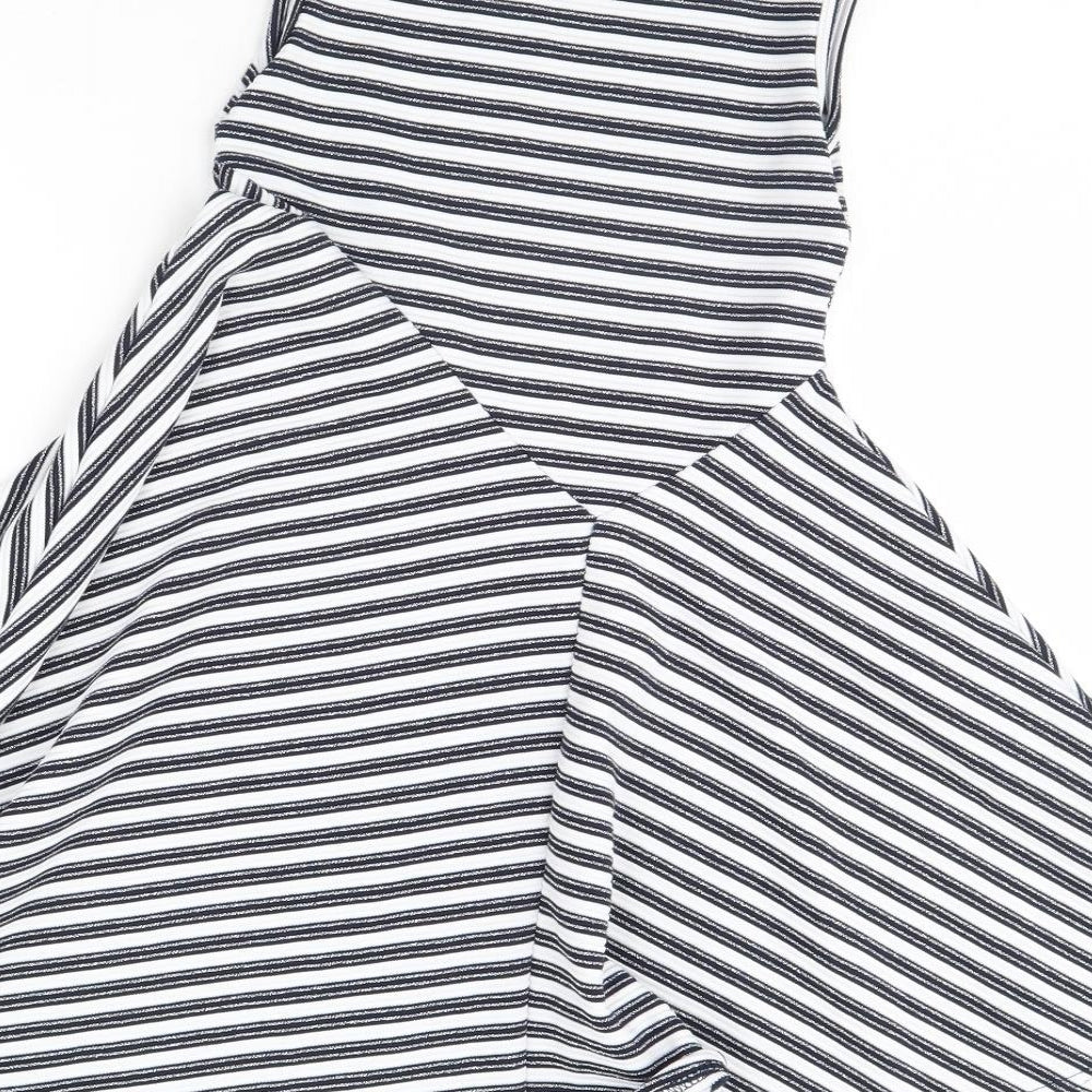 kite & cosmic Girls White Striped Fit & Flare Size 8 Years